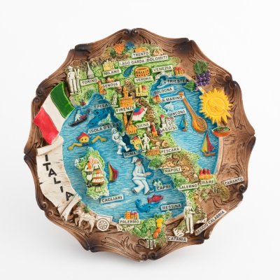 купить Тарелка настенная сувенирная красочная "Italia", полимер, рельеф, 1990-2000 гг.