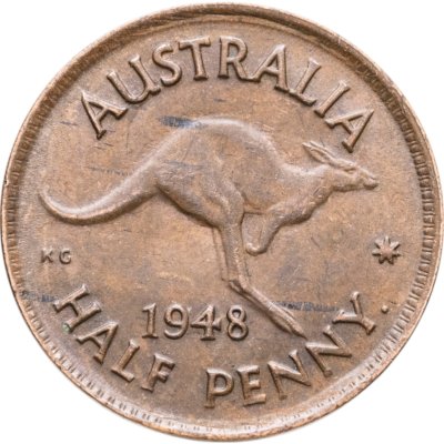 купить Австралия 1/2 пенни (penny) 1948 Точка после "PENNY"