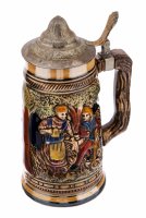 купить Кружка пивная с крышкой украшенная рельефным декором, фаянс, металл, рельеф, роспись, Западная Европа, 1990-2010 гг.