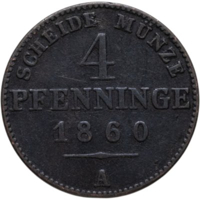 купить Пруссия 4 пфеннига (pfennige) 1860 A