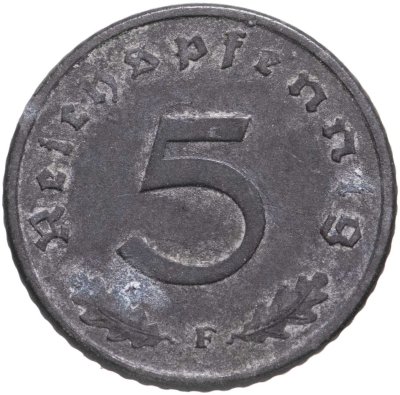 купить Германия, Третий рейх 5 рейхспфеннигов (reichspfennig) 1942, знак монетного двора: "F" - Штутгарт