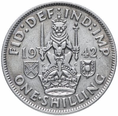 купить Великобритания 1 шиллинг (shilling) 1942 Шотландский шиллинг - лев, сидящий на короне
