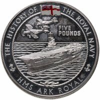 купить Остров Гернси 5 фунтов (pounds) 2005 "История военно-морских сил Великобритании"