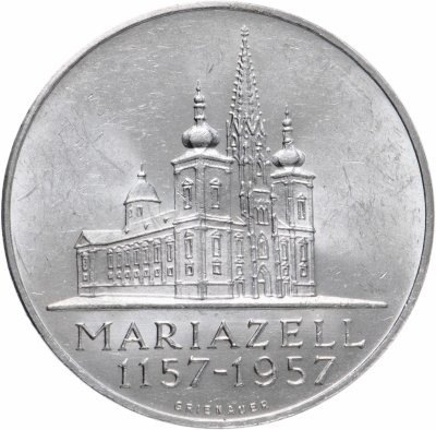 купить Австрия 25 шиллингов (shillings) 1957 800 лет Базилике Мариацелля