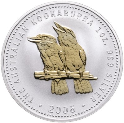 купить Австралия 1 доллар 2006 «Кукабарра» с позолотой