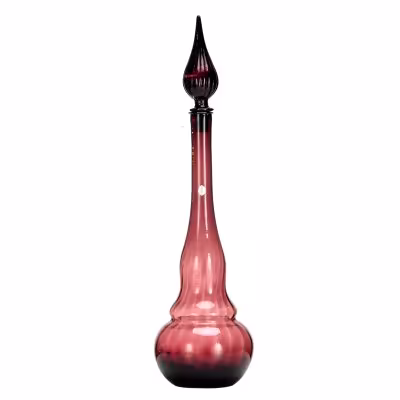 купить Большой интерьерный штоф/бутыль со стеклянной пробкой (63 см), Empoli Glass Genie, цветное стекло, Италия, 1960-1970 гг.