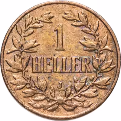 купить Германская Восточная Африка 1 геллер (heller) 1913 Знак монетного двора "J" — Гамбург