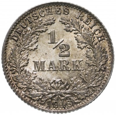 купить Германия 1/2 марки (mark) 1918 D знак монетного двора: "D" - Мюнхен