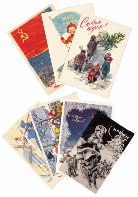 купить Набор из 7 подписанных открыток "С Новым Годом!" 1950-х гг.
