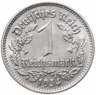 купить Германия, Третий рейх 1 рейхсмарка (reichsmark) 1934 F