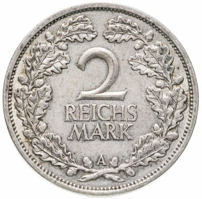 купить Германия (Веймарская республика) 2 рейхсмарки 1927 Знак монетного двора "A" — Берлин