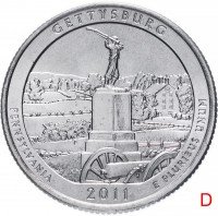 купить США 1/4 доллара (25 центов, квотер) 2011 D — "Национальный военный парк Геттисберг" (6-й парк)