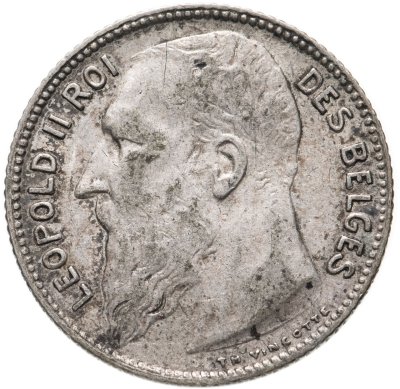 купить Бельгия 1 франк (franc) 1909 надпись на голландском - "DER BELGEN"
