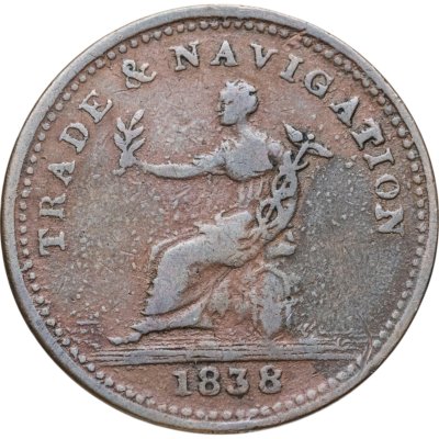 купить Британская Гвиана, платежный токен номиналом 1 пенни 1838