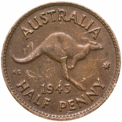 купить Австралия 1/2 пенни (penny) 1943 Без точки