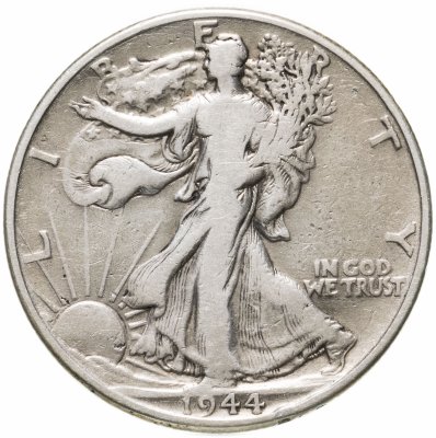 купить США 50 центов (1/2 доллара, half dollar) 1944 Walking Liberty Half Dollar Без отметки монетного двора