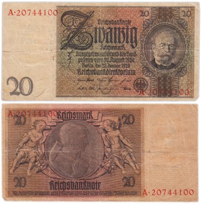 купить Германия 20 рейхсмарок 1933 (Pick 181)
