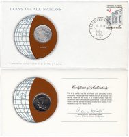 Купить Серия «Монеты всех стран мира» - Бельгия 10 франков (francs) 1976 Надпись на французском - 'BELGIQUE' (монета и 1 марка в конверте)