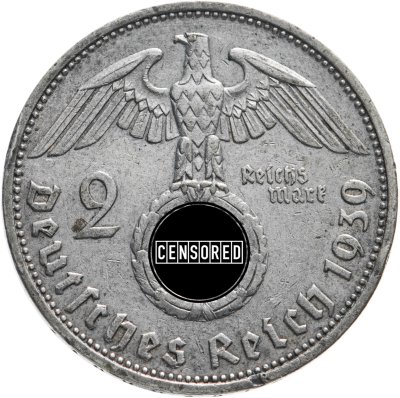 купить Германия (Третий Рейх) 2 рейхсмарки 1939, знак монетного двора "А" - Берлин