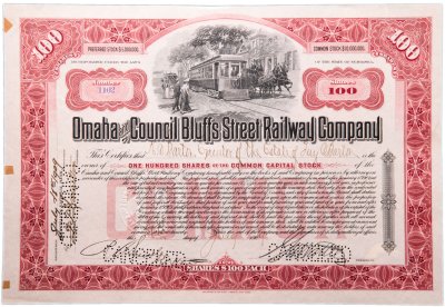 купить Акция США Omaha and Council Bluffs Street Railway Company, 1909-1910 гг.