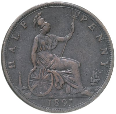 купить Великобритания 1/2 пенни (penny) 1891