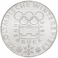 купить Австрия 100 шиллингов (shillings) 1974 "XII зимние Олимпийские Игры, Инсбрук 1976 - Олимпийская эмблема"