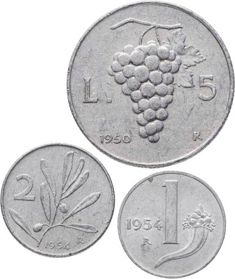 купить Италия набор 1, 2 и 5 лир 1950-1959