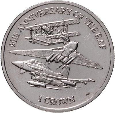 купить Фолклендские острова 1 крона 2008 90 лет Королевским ВВС Великобритании