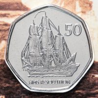 Купить Южная Георгия и Сандвичевы острова 2020 50 пенсов "Корабль HMS Resolution" в буклете