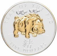 Купить Соломоновы острова 5 долларов 2007 "Китайский гороскоп - Год свиньи"