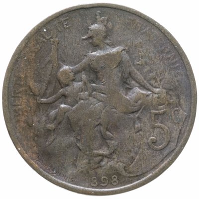 купить Франция 5 сантимов 1898