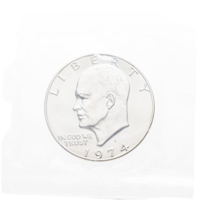 купить США 1 доллар 1974 S доллар Эйзенхауэра (Лунный доллар) серебро, знак монетного двора "S" - Сан-Франциско в банковской запайке