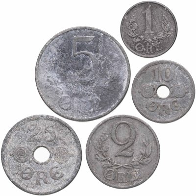 купить Дания набор от 1 до 25 эре 1943 (5 шт)