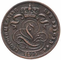Купить Бельгия 1 сантим (centime) 1899 Надпись на голландском - 'DER BELGEN'