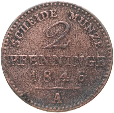 купить Германия, Пруссия 2 пфеннига 1846