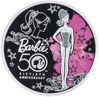 Купить Тувалу 1 доллар 2009 "50 лет Барби" в футляре, с сертификатом