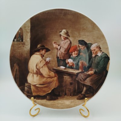 купить Декоративная настенная тарелка "Картежники", по мотивам картин Давида Тенирса, фарфор, деколь, Bareuther Waldsassen, Германия, 1970-1993 гг.