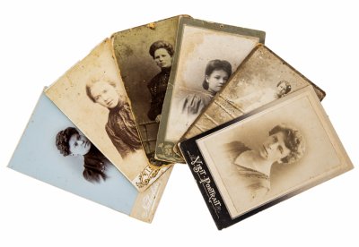купить Фотографии антикварные кабинетные с изображением девушек (6 штук) в подборе, Царская Россия, 1870-1917 гг.
