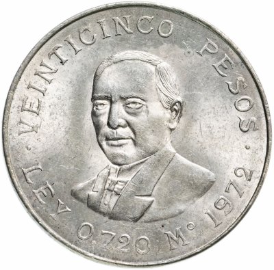 купить Мексика 25 песо (pesos) 1972 " 100 лет со дня смерти Бенито Хуареса"