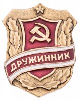 купить Нагрудный знак "Дружинник" тип 1, алюминий, краска, СССР, 1970-1980 гг.