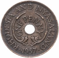 Купить Родезия и Ньясаленд 1 пенни (penny) 1956-1957, случайная дата