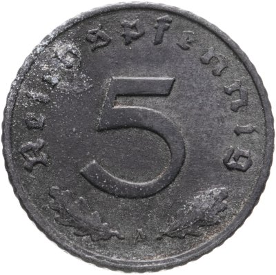 купить Германия, Третий рейх 5 рейхспфеннигов (reichspfennig) 1941, знак монетного двора: "A" - Берлин