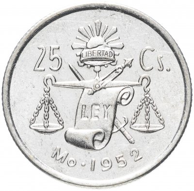 купить Мексика 25 сентаво (centavos) 1952