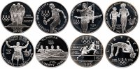 купить США набор из 8 монет 1 доллар 1995 "XXVI летние Олимпийские игры в Атланте" в футляре, с сертификатом