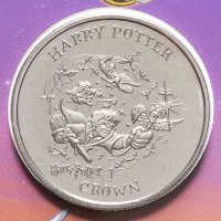 купить Остров Мэн 1 крона 2001 "Гарри ловит Золотого снитча" (в буклете)