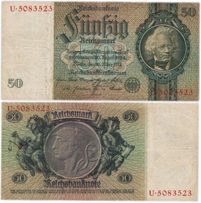 купить Германия 50 рейхсмарок 1933 (Pick 182)