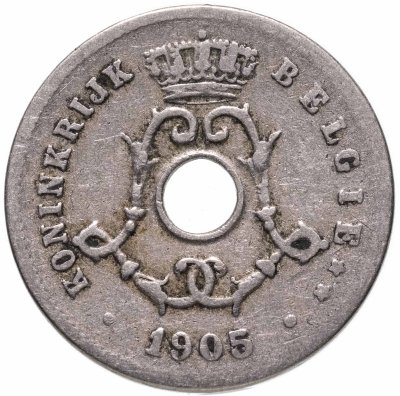 купить Бельгия 5 сантимов (centimes) 1905 Надпись на голландском - 'BELGIË'
