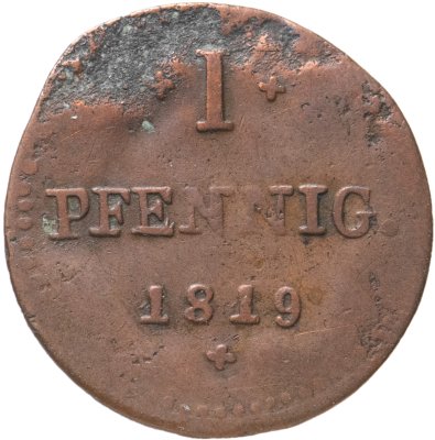 купить Германия, Гессен-Дармштадт 1 пфенниг 1819 GH-SM