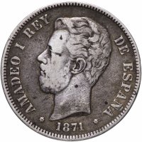купить Испания 5 песет (pesetas) 1871