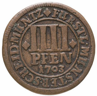 купить Германия, Мюнстер 4 пфеннига 1703